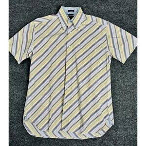 Tommy Hilfiger Shirt Multicolor Striped 80's 2 Ply Fabric Short Sleeve Medium M